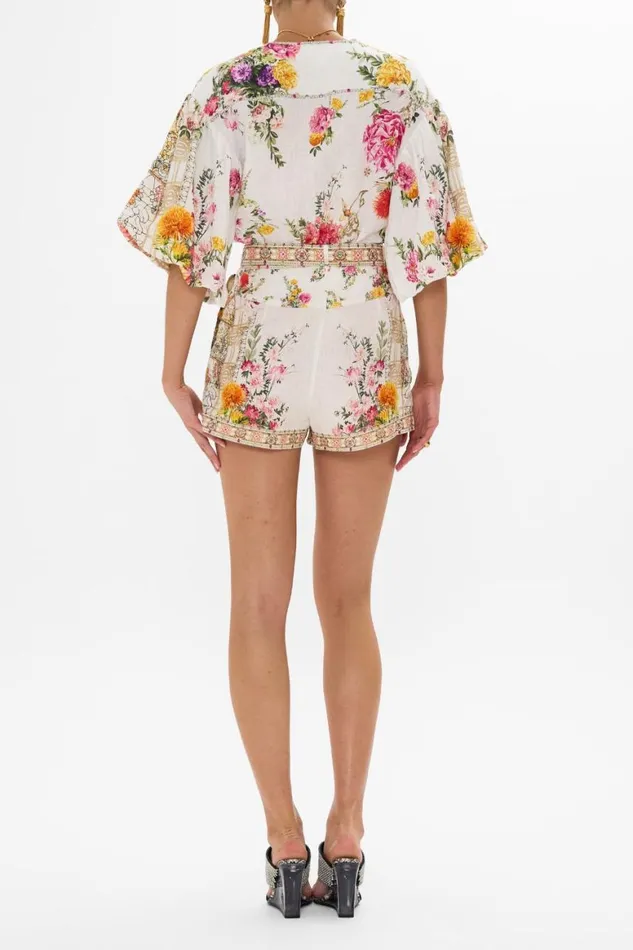 TIE FRONT PUFF SLEEVE TOP EGYPTIAN ROSE Egyptian Rose Womens Camilla Blouses and Shirts