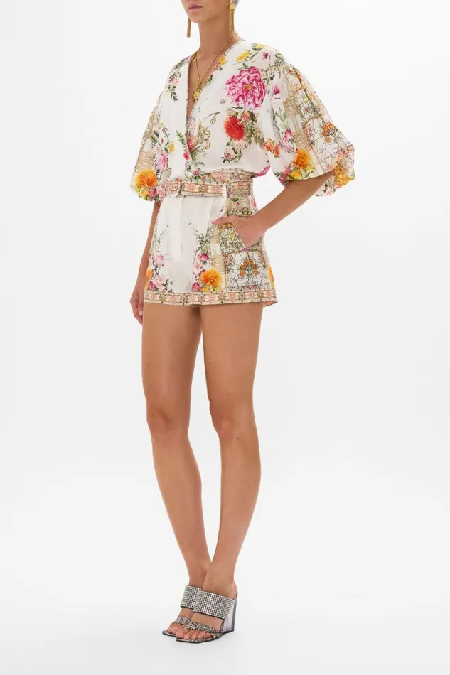 TIE FRONT PUFF SLEEVE TOP EGYPTIAN ROSE Egyptian Rose Womens Camilla Blouses and Shirts