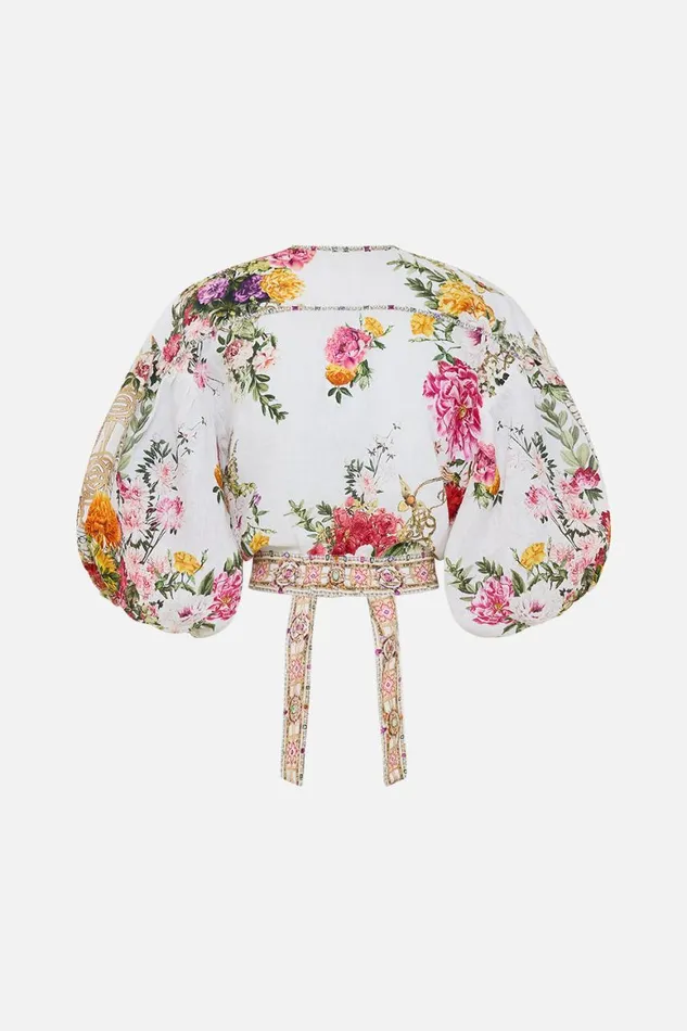 TIE FRONT PUFF SLEEVE TOP EGYPTIAN ROSE Egyptian Rose Womens Camilla Blouses and Shirts