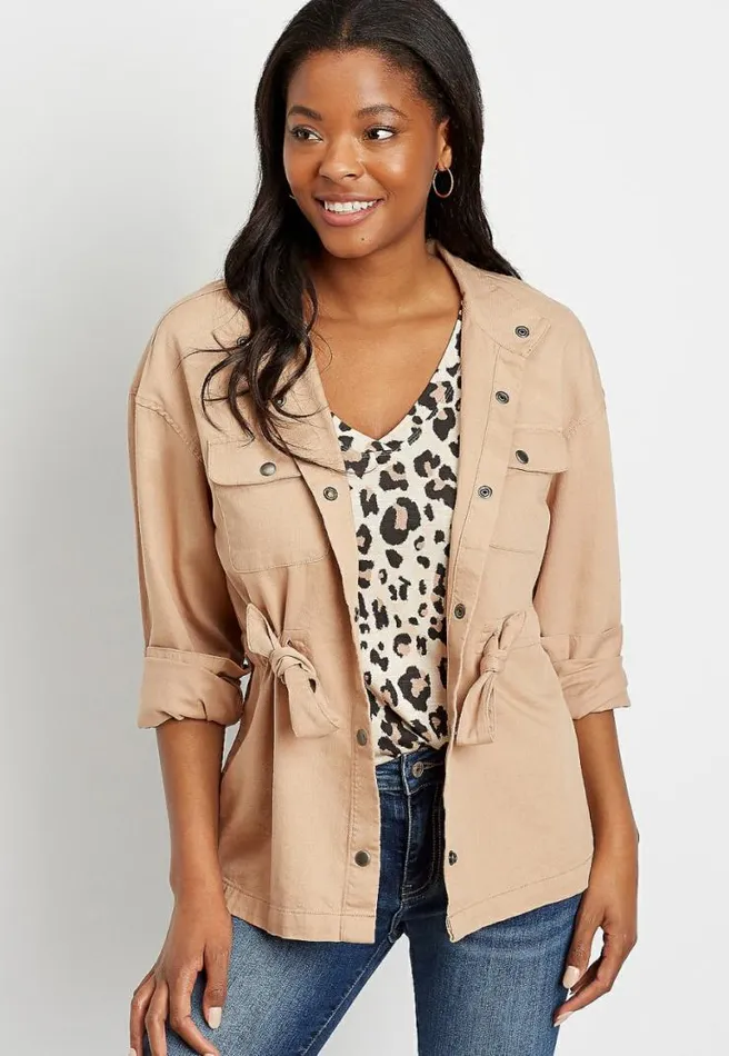 Tie Waist Jacket Women Maurices Tops