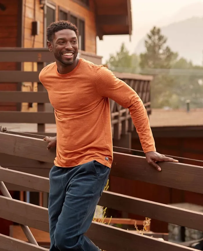 ToadandCo Jackets and Layers Tempo Long Sleeve Crew Rust Stripe 8211 Men039s