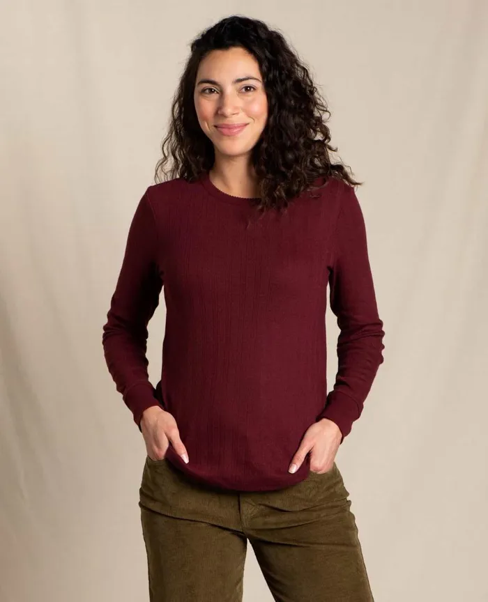 ToadandCo Loungewear and Sleep Foothill Pointelle Long Sleeve Crew Port 8211 Women039s