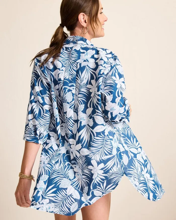 Tommy Bahama Beach Coverups Island Blooms Boyfriend Beach Shirt Indigo Tide 8211 Women Tommy Bahama Beach Coverups Island Blooms Boyfriend Beach Shirt Indigo Tide 8211 Women