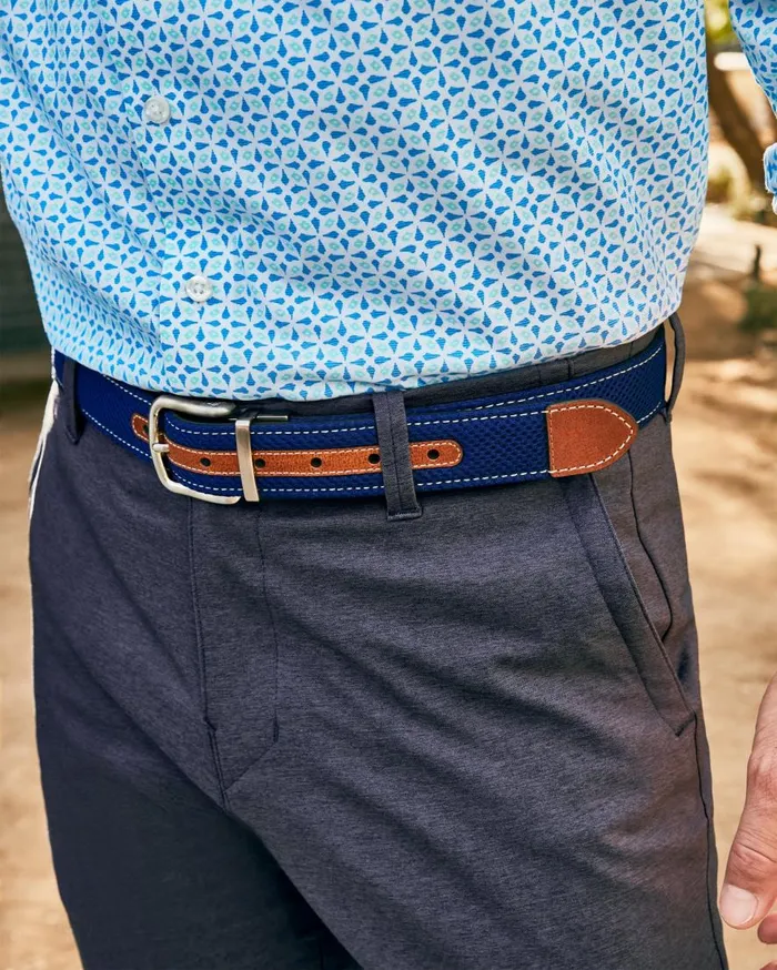 Tommy Bahama Belts Leather Mesh Reversible Performance Belt Navytan 8211 Men