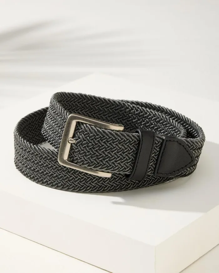 Tommy Bahama Belts TwoTone Stretch Webbed Belt Black 8211 Men