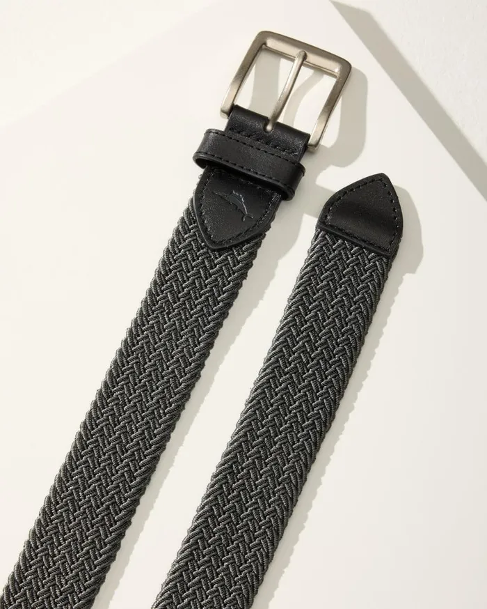 Tommy Bahama Belts TwoTone Stretch Webbed Belt Black 8211 Men Tommy Bahama Belts TwoTone Stretch Webbed Belt Black 8211 Men