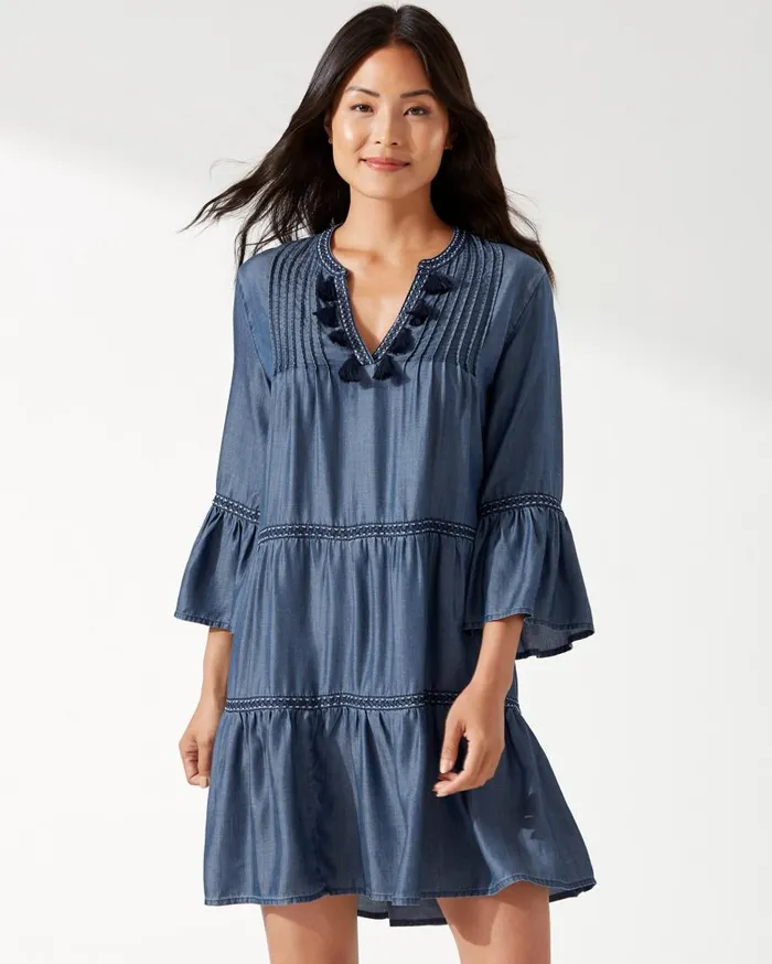 Tommy Bahama Dresses Chambray Embroidered Coverup Dress Chambray 8211 Women