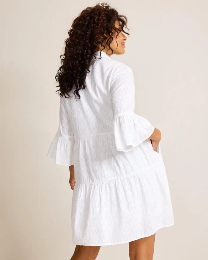 Tommy Bahama Dresses Cotton Clip Jacquard Coverup Shirt Dress White 8211 Women