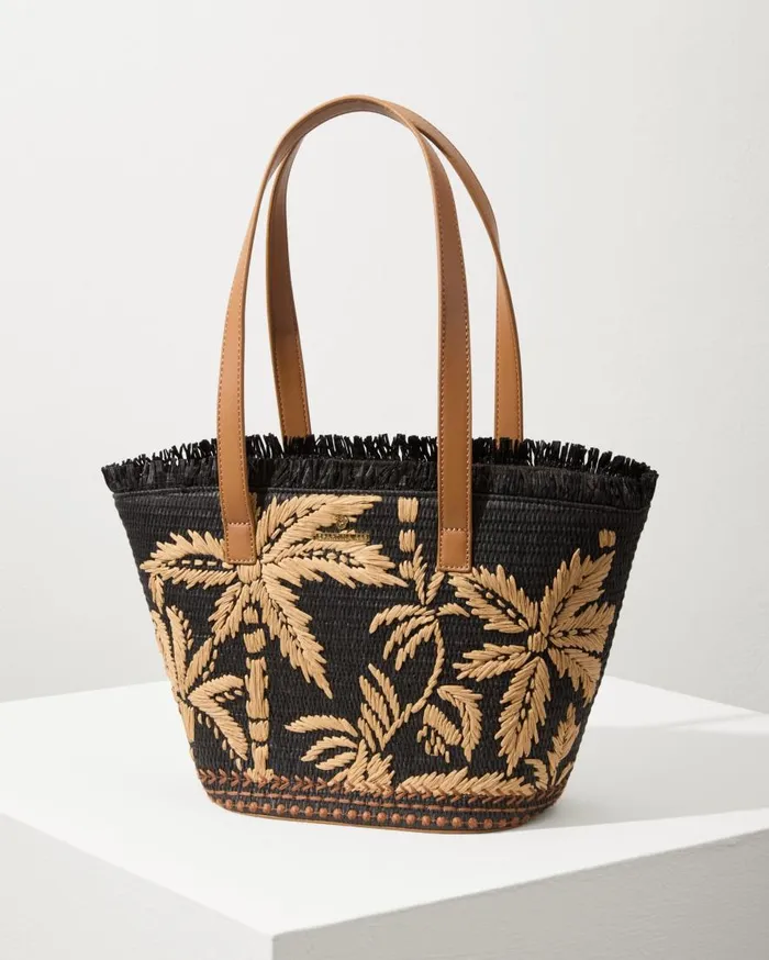 Tommy Bahama Handbags and Clutches Raffia Palms Small Tote Black Multi 8211 WomenBeach and Home