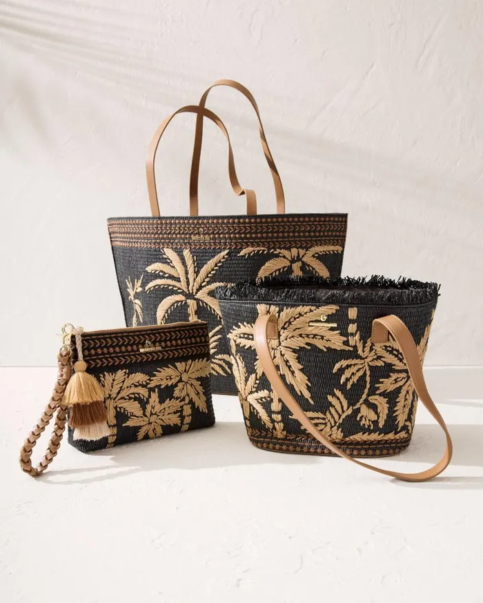 Tommy Bahama Handbags and Clutches Raffia Palms Small Tote Black Multi 8211 WomenBeach and Home Tommy Bahama Handbags and Clutches Raffia Palms Small Tote Black Multi 8211 WomenBeach and Home
