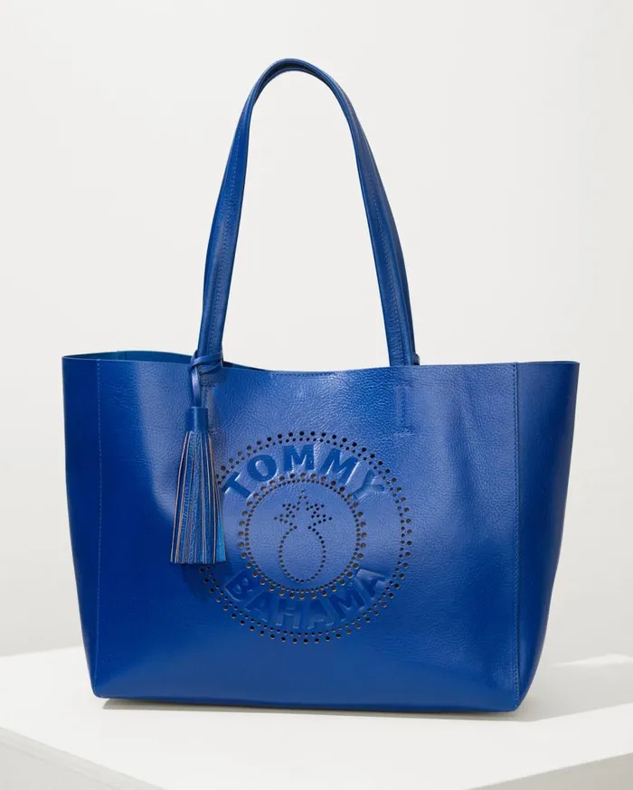Tommy Bahama Handbags and Clutches Tommy Bahama Perforated Leather Tote Blue 8211 Women