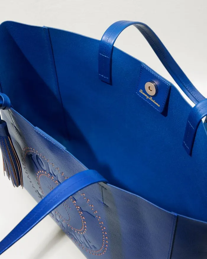 Tommy Bahama Handbags and Clutches Tommy Bahama Perforated Leather Tote Blue 8211 Women