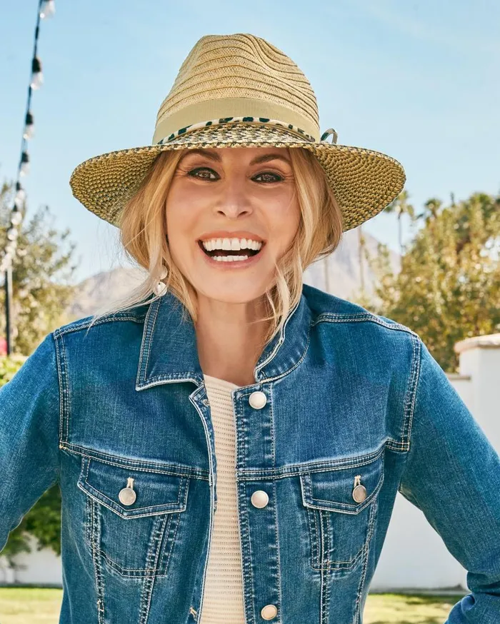 Tommy Bahama Hats and Caps Color Block Fedora Tan 8211 Women