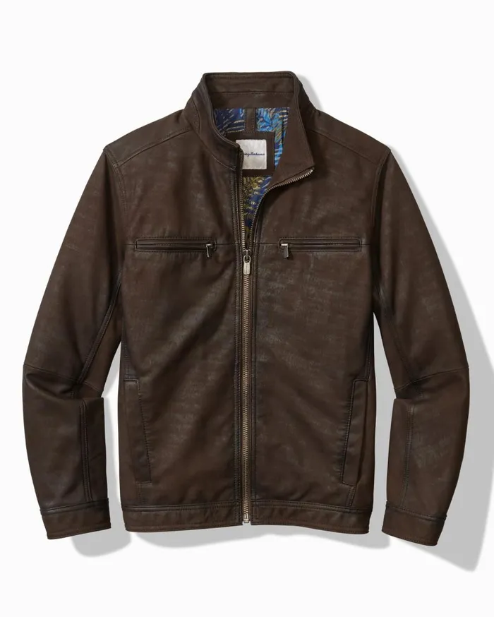 Tommy Bahama Jackets and Outerwear Highland Rocker Leather Jacket Dark Brown 8211 Men