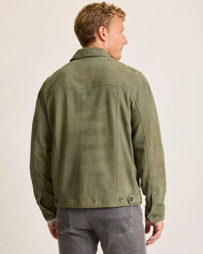 Tommy Bahama Jackets and Outerwear Pine Lake Suede Trucker Jacket Beetle Green 8211 Men Tommy Bahama Jackets and Outerwear Pine Lake Suede Trucker Jacket Beetle Green 8211 Men