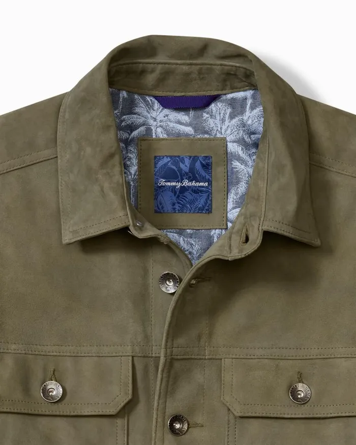 Tommy Bahama Jackets and Outerwear Pine Lake Suede Trucker Jacket Beetle Green 8211 Men Tommy Bahama Jackets and Outerwear Pine Lake Suede Trucker Jacket Beetle Green 8211 Men
