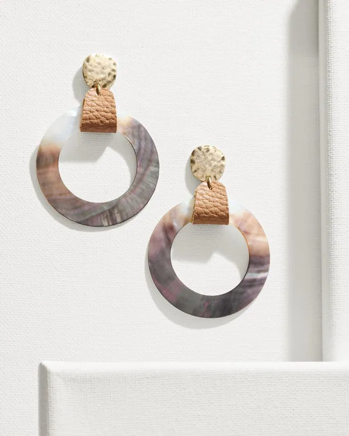 Tommy Bahama Jewelry Indigo Shore Grey Shell Drop Hoop Earrings Gold 8211 Women
