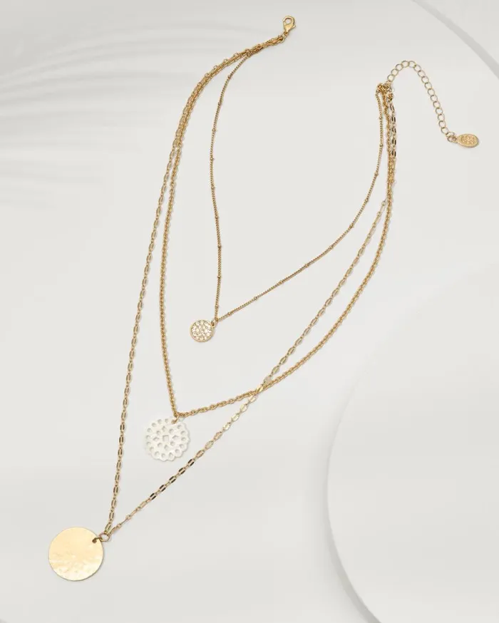 Tommy Bahama Jewelry Madeira Mother Of Pearl Flower MultiRow Necklace Gold 8211 Women