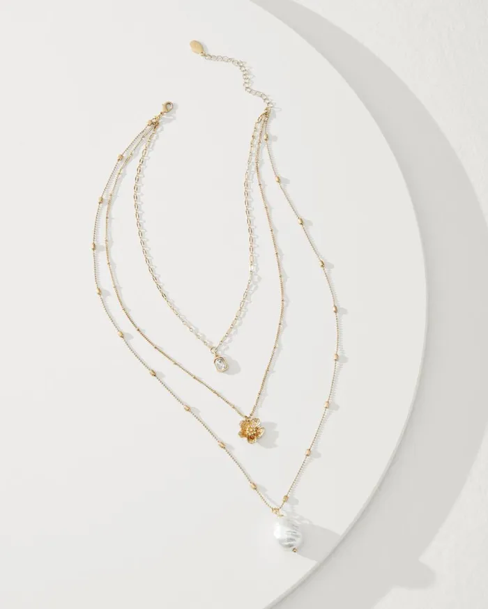 Tommy Bahama Jewelry Tidal Treasure Floral Charm Layered Necklace Gold 8211 Women