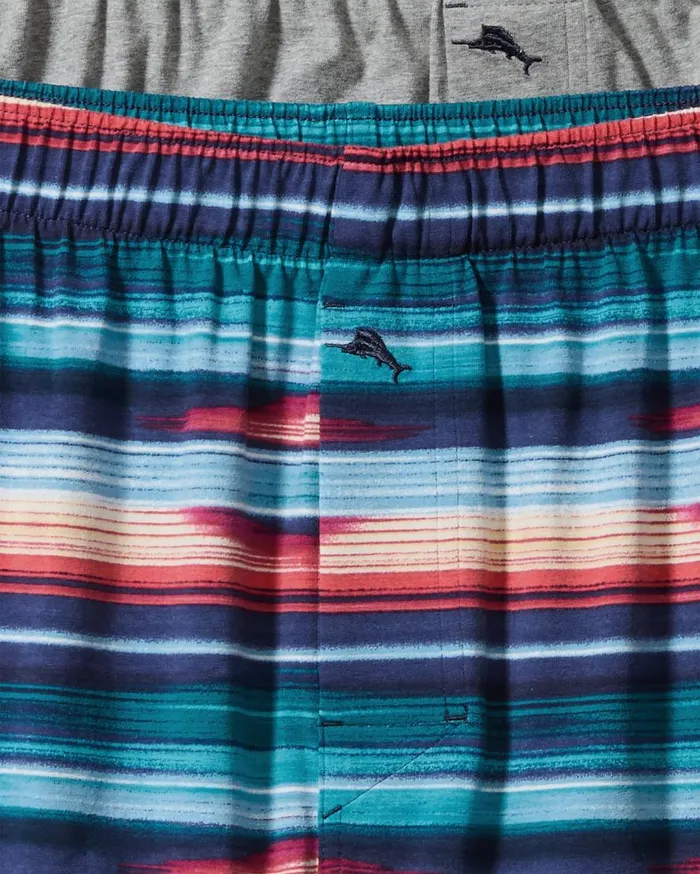 Tommy Bahama Loungewear and Pajamas Tropical Print and Solid Knit Boxers2Pack Dark Navy 8211 Men