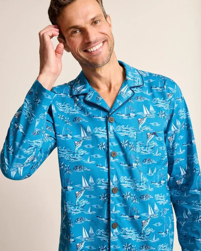 Tommy Bahama Loungewear and Pajamas Woven Long Sleeve and Pants Pajama Set Slate Teal 8211 Men Tommy Bahama Loungewear and Pajamas Woven Long Sleeve and Pants Pajama Set Slate Teal 8211 Men