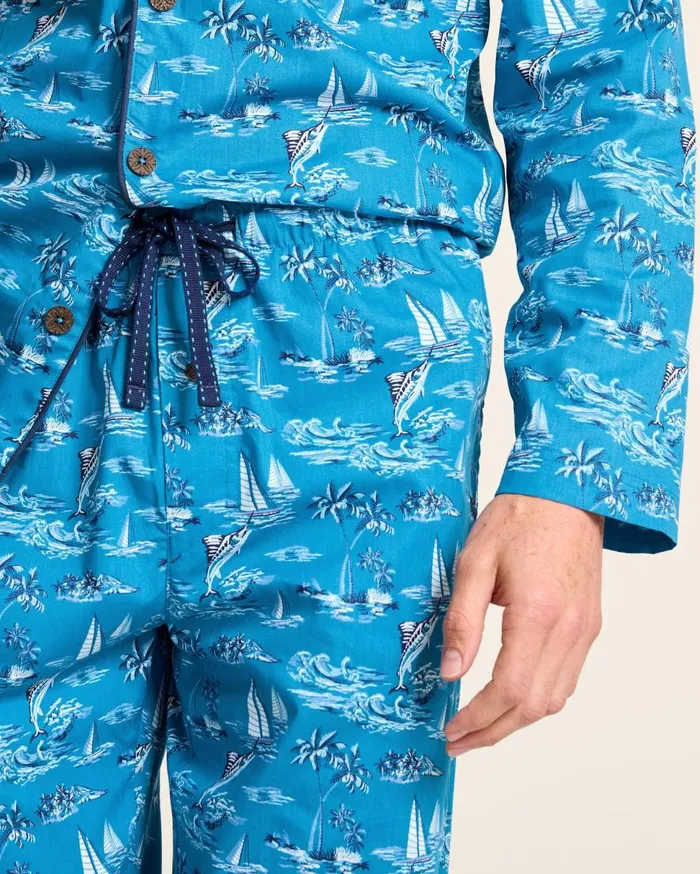 Tommy Bahama Loungewear and Pajamas Woven Long Sleeve and Pants Pajama Set Slate Teal 8211 Men Tommy Bahama Loungewear and Pajamas Woven Long Sleeve and Pants Pajama Set Slate Teal 8211 Men