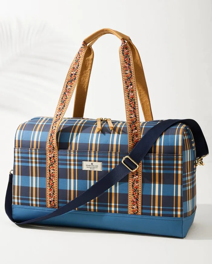 Tommy Bahama Luggage and Travel Kalalanta Duffel Bag Navy Plaid 8211 WomenBeach and Home