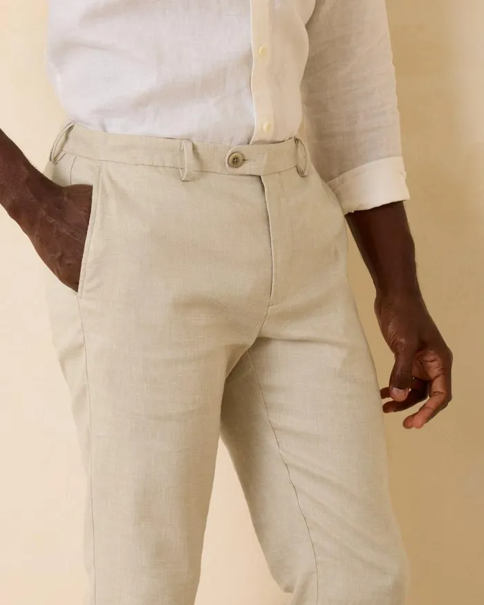 Tommy Bahama Pants and Chinos Latigo Beach LinenBlend FlatFront Pants Stone Khaki 8211 Men