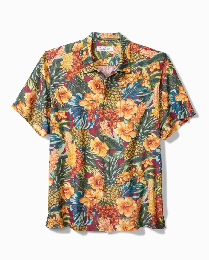 Tommy Bahama Shirts Coconut Point Sunset Canopy IslandZone Camp Shirt Dark Sangria 8211 Men