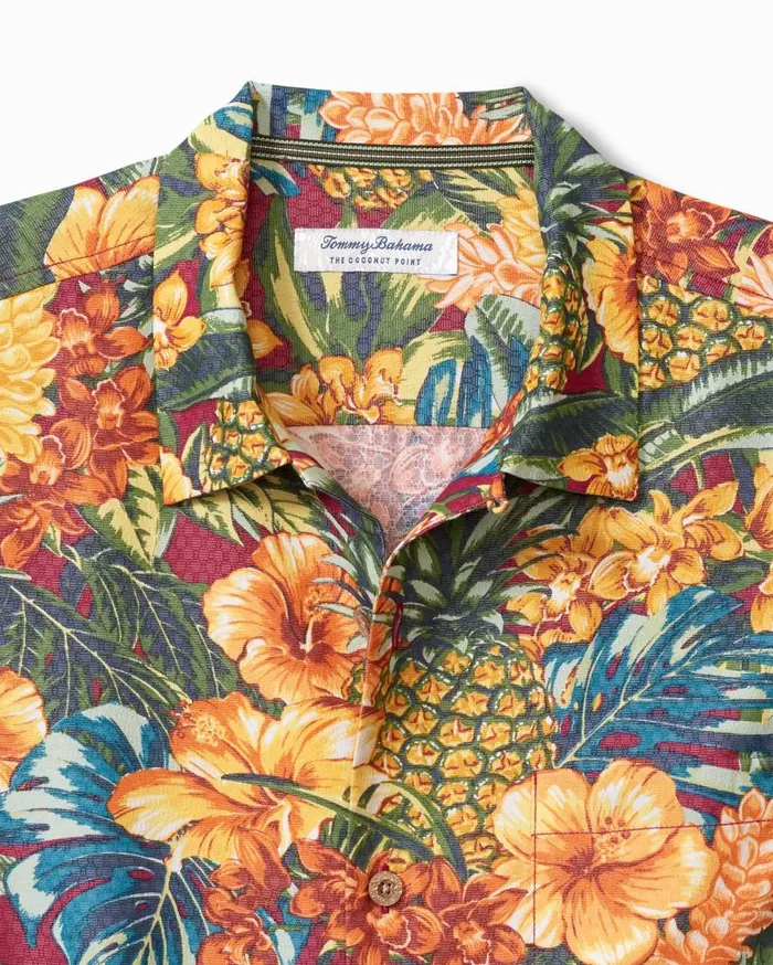 Tommy Bahama Shirts Coconut Point Sunset Canopy IslandZone Camp Shirt Dark Sangria 8211 Men