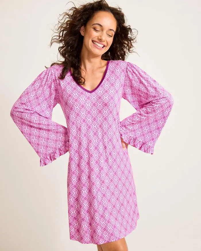 Tommy Bahama Sleepwear Jersey LongSleeve Short Sleep Dress Iced Purple 8211 Women Tommy Bahama Sleepwear Jersey LongSleeve Short Sleep Dress Iced Purple 8211 Women