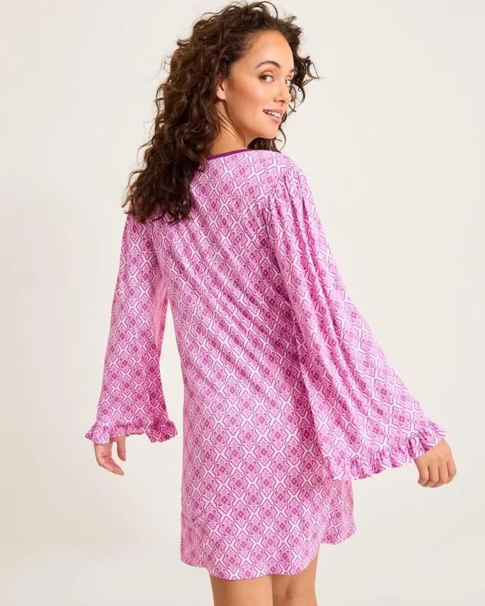 Tommy Bahama Sleepwear Jersey LongSleeve Short Sleep Dress Iced Purple 8211 Women Tommy Bahama Sleepwear Jersey LongSleeve Short Sleep Dress Iced Purple 8211 Women