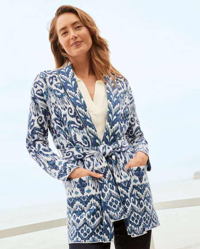 Tommy Bahama Sweaters Ikat Cardigan Coconut 8211 Women