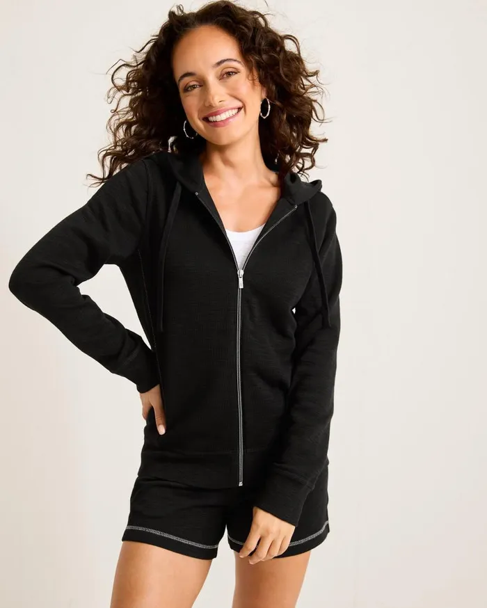Tommy Bahama Sweatshirts Tobago Bay FullZip Hoodie Black 8211 Women