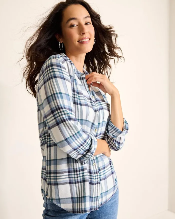 Tommy Bahama Tops and Shirts Breezy Shoreline Flannel Shirt Light Chambray 8211 Women