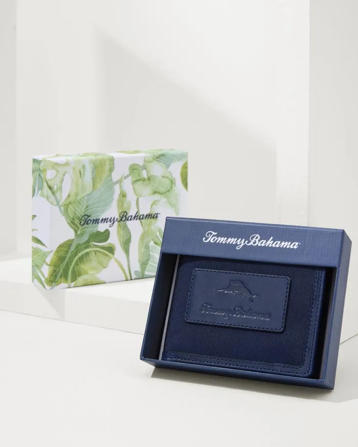Tommy Bahama Wallets and Tech Accessories Passcase Wallet With Patch Logo Navy 8211 Men