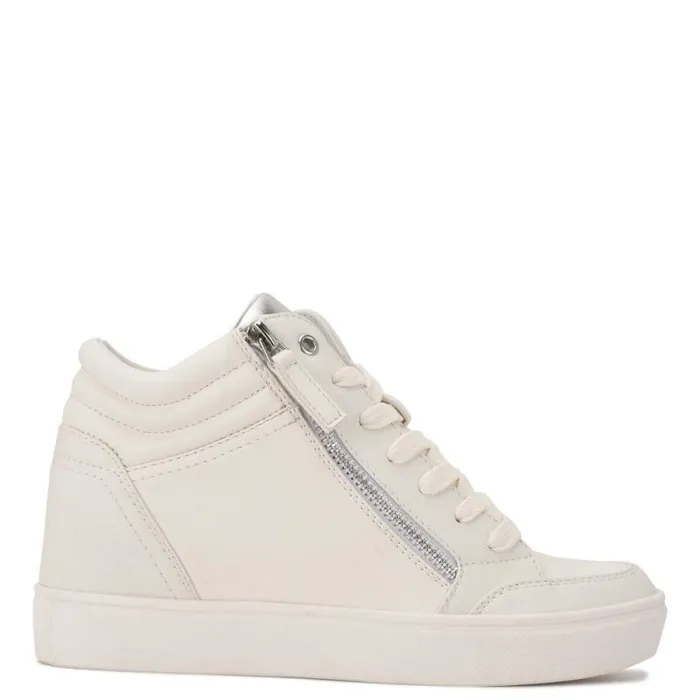 Tons High Top Hidden Wedge Sneakers Whitesilver Women Nine West Flats