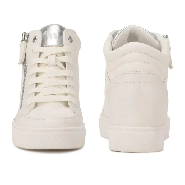 Tons High Top Hidden Wedge Sneakers Whitesilver Women Nine West Flats