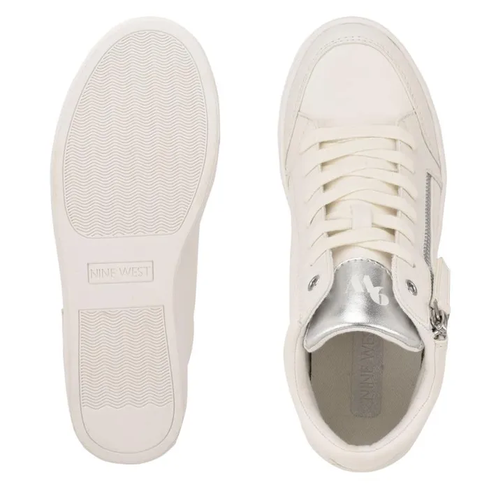 Tons High Top Hidden Wedge Sneakers Whitesilver Women Nine West Flats