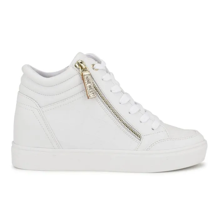 Tons High Top Hidden Wedge Sneakers White Women Nine West Flats