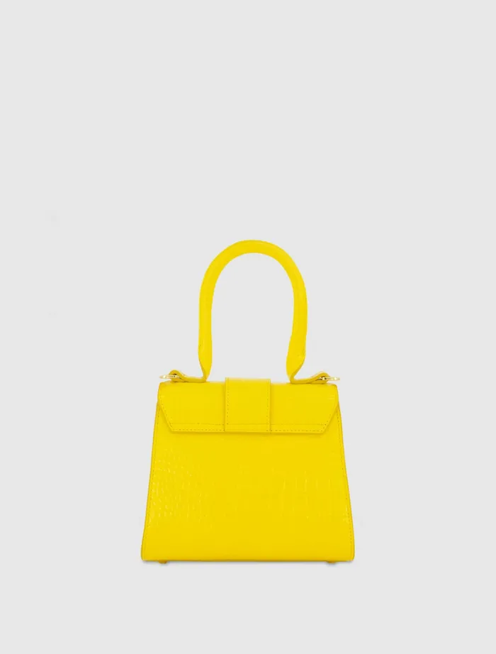 Top Handle Bags Women Mac Duggal Buckled Mini Croco Sunshine Leather Handbag with Detachable Strap Sunshine