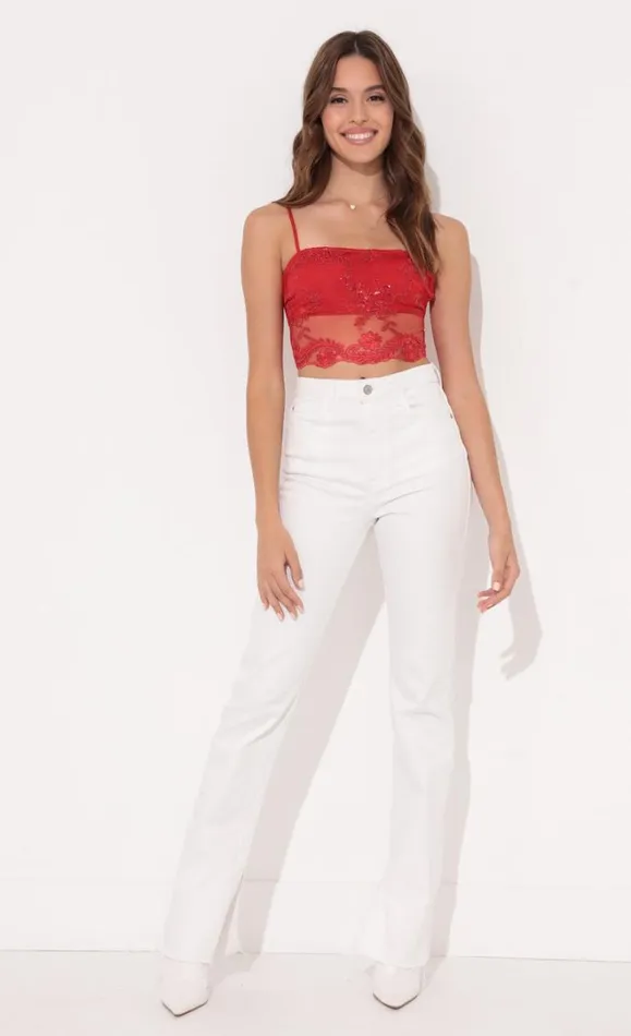 Top Red Lace Women LUCY IN THE SKY Tops