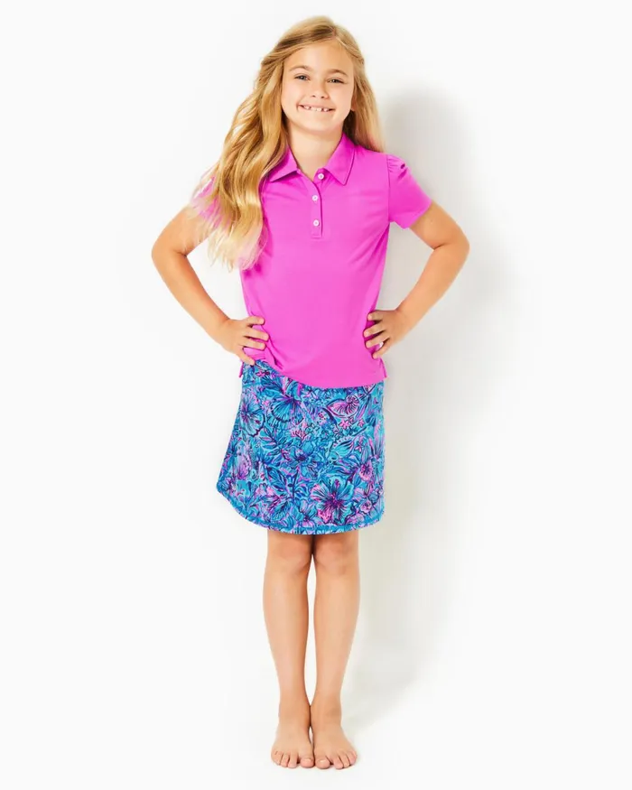 Tops and Bottoms Girls Lilly Pulitzer UPF 50 Luxletic Girls Mini Maryana Skort Breakwater Blue Shells N Bells Tops and Bottoms Girls Lilly Pulitzer UPF 50 Luxletic Girls Mini Maryana Skort Breakwater Blue Shells N Bells
