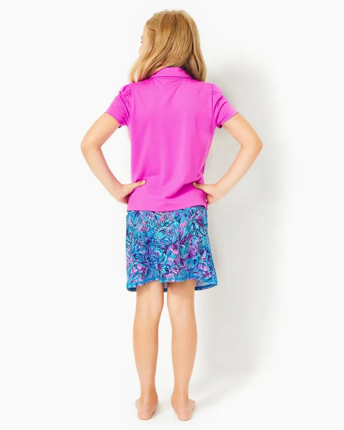 Tops and Bottoms Girls Lilly Pulitzer UPF 50 Luxletic Girls Mini Maryana Skort Breakwater Blue Shells N Bells Tops and Bottoms Girls Lilly Pulitzer UPF 50 Luxletic Girls Mini Maryana Skort Breakwater Blue Shells N Bells