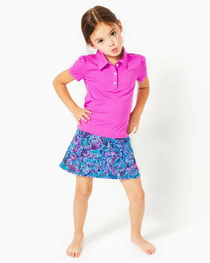Tops and Bottoms Girls Lilly Pulitzer UPF 50 Luxletic Girls Mini Maryana Skort Breakwater Blue Shells N Bells Tops and Bottoms Girls Lilly Pulitzer UPF 50 Luxletic Girls Mini Maryana Skort Breakwater Blue Shells N Bells