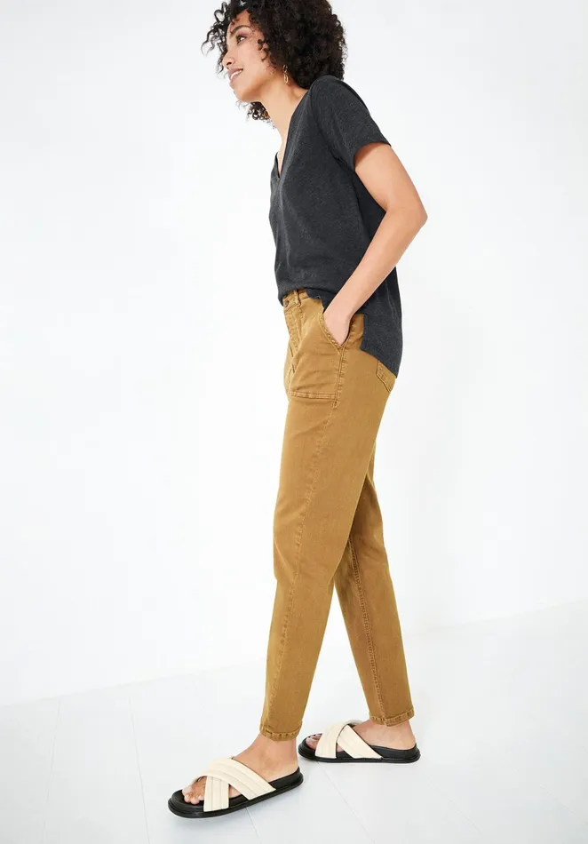 Tops and TShirts Women Hush Cali Cotton Slub V Tee Charcoal Marl
