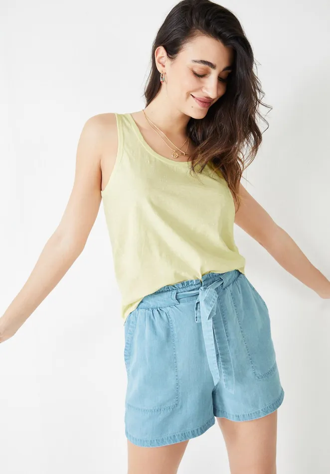Tops and TShirts Women Hush Cotton Slub Tank Top Sorbet Yellow