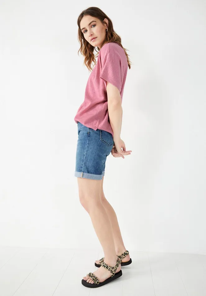 Tops and TShirts Women Hush Eve VNeck Knitted TShirt Rose Pink