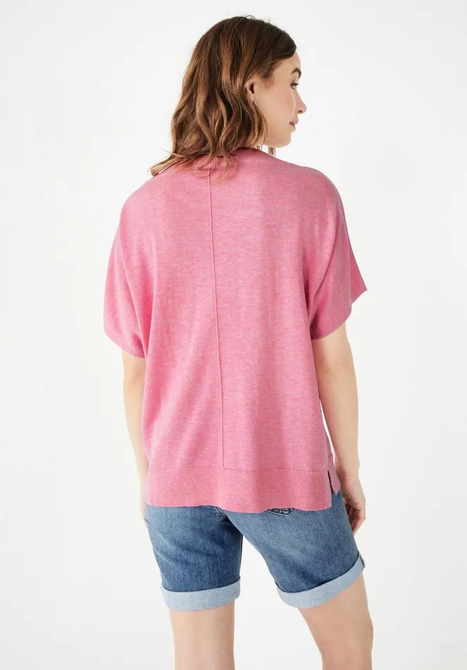 Tops and TShirts Women Hush Eve VNeck Knitted TShirt Rose Pink