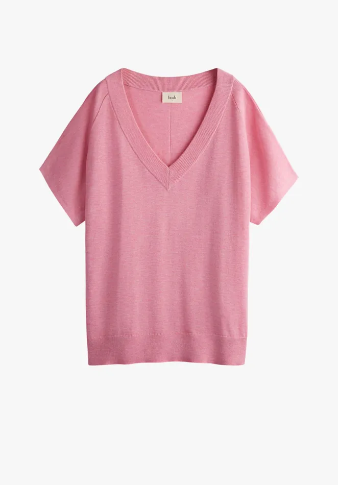 Tops and TShirts Women Hush Eve VNeck Knitted TShirt Rose Pink